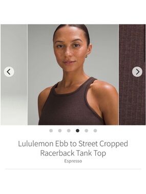 Lululemon Ebb To Street Cropped Racerback Tank Top Espresso Sz 6 Rare